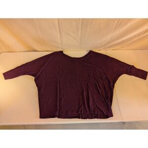 Retreat by Rhonda Shear Women's Plum Ribbed 3/4 Sleeve Top Size 2X - New